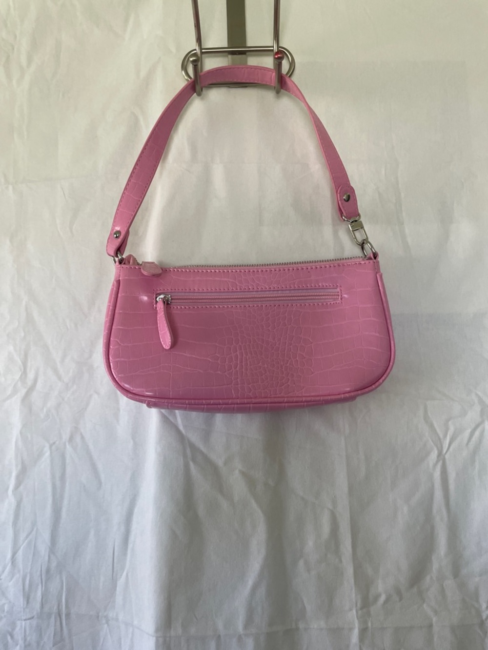 Women's Pink Croc-Embossed Shoulder Bag